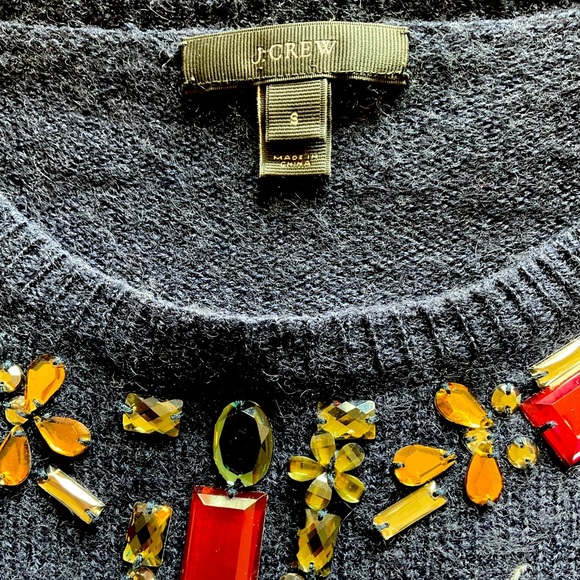 JCrew Burgundy and Navy Gem Embellished Top -S - Picture 5 of 7